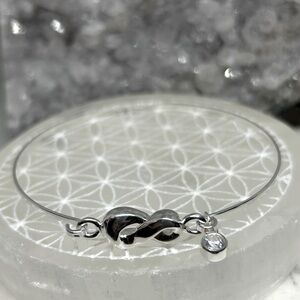 Dainty Infinity Charm Bangle Bracelet 925